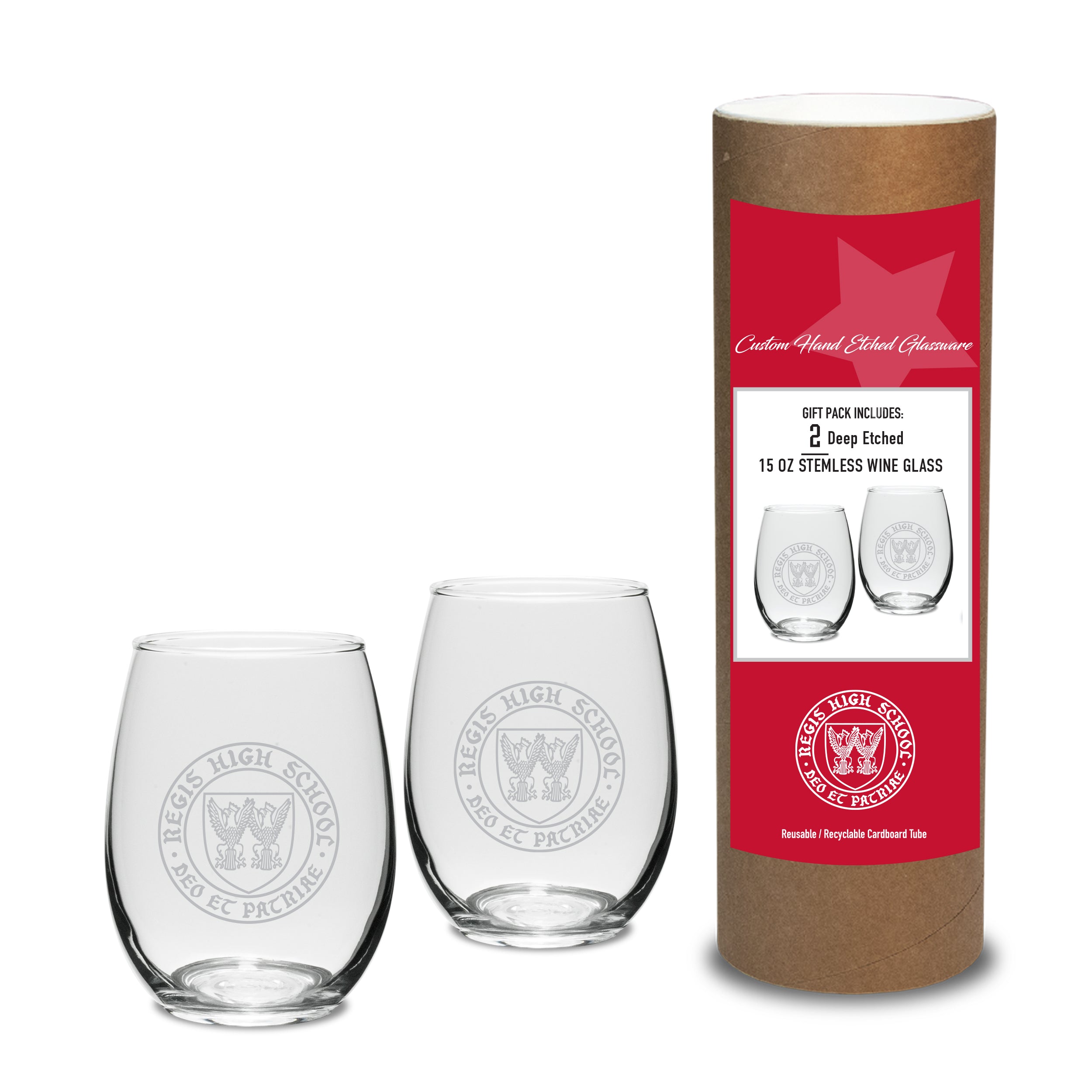 Stemless Wine Glass Gift Tube Regis High School Shop