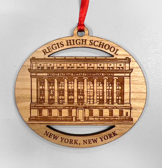 Christmas Ornament - Custom wood ornament with Regis Facade