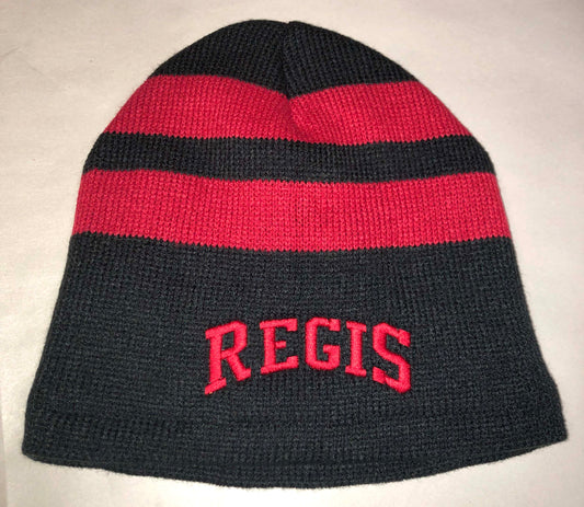 Winter Hat - Black and Red Stripe with arching REGIS