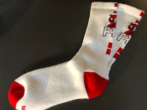 Socks - Athletic White with Leaning Owl
